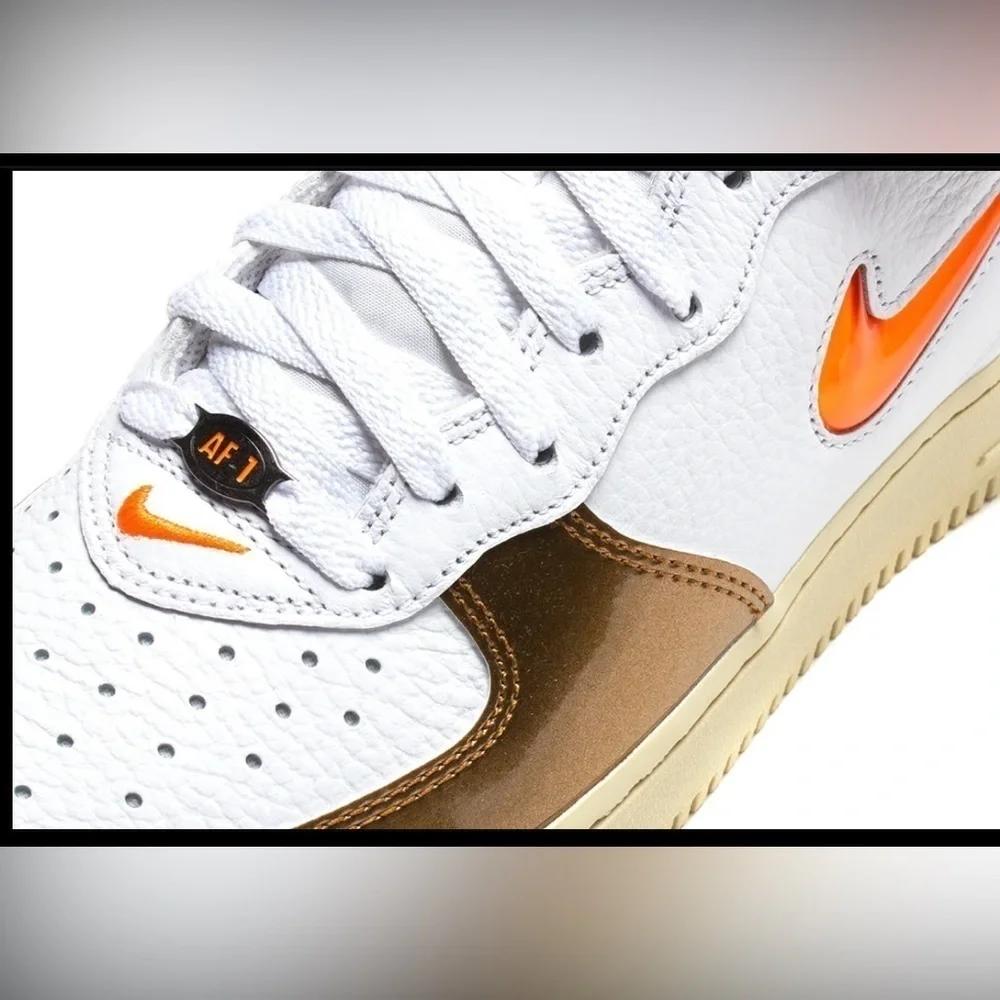 Air Force 1 Mid Qs, Men’s shoes Color: white/orange/copper Size:7 Men’s New